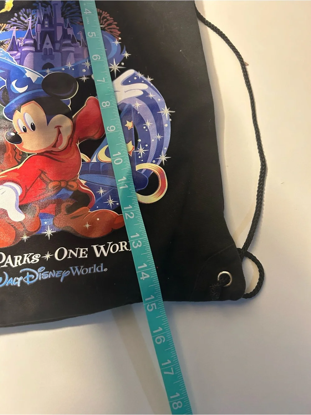 Disney Black Multicolor Mickey Sorcerer Drawstring Backpack